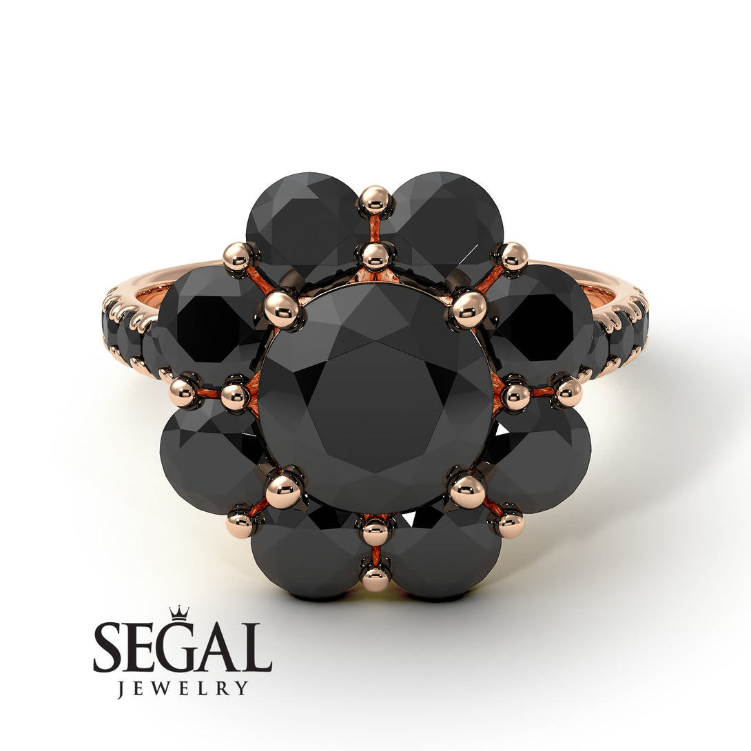 Glamorous Black Diamond Halo Engagement Ring - Amaya No. 38